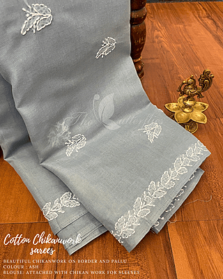 COTTON  CHIKANKARIWORK SAREE MSFSSSS24037