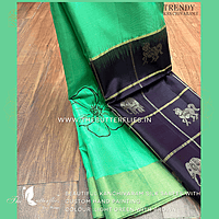 Pure kanchivaram Soft  Silk Saree with checks border KRSSSIL19188