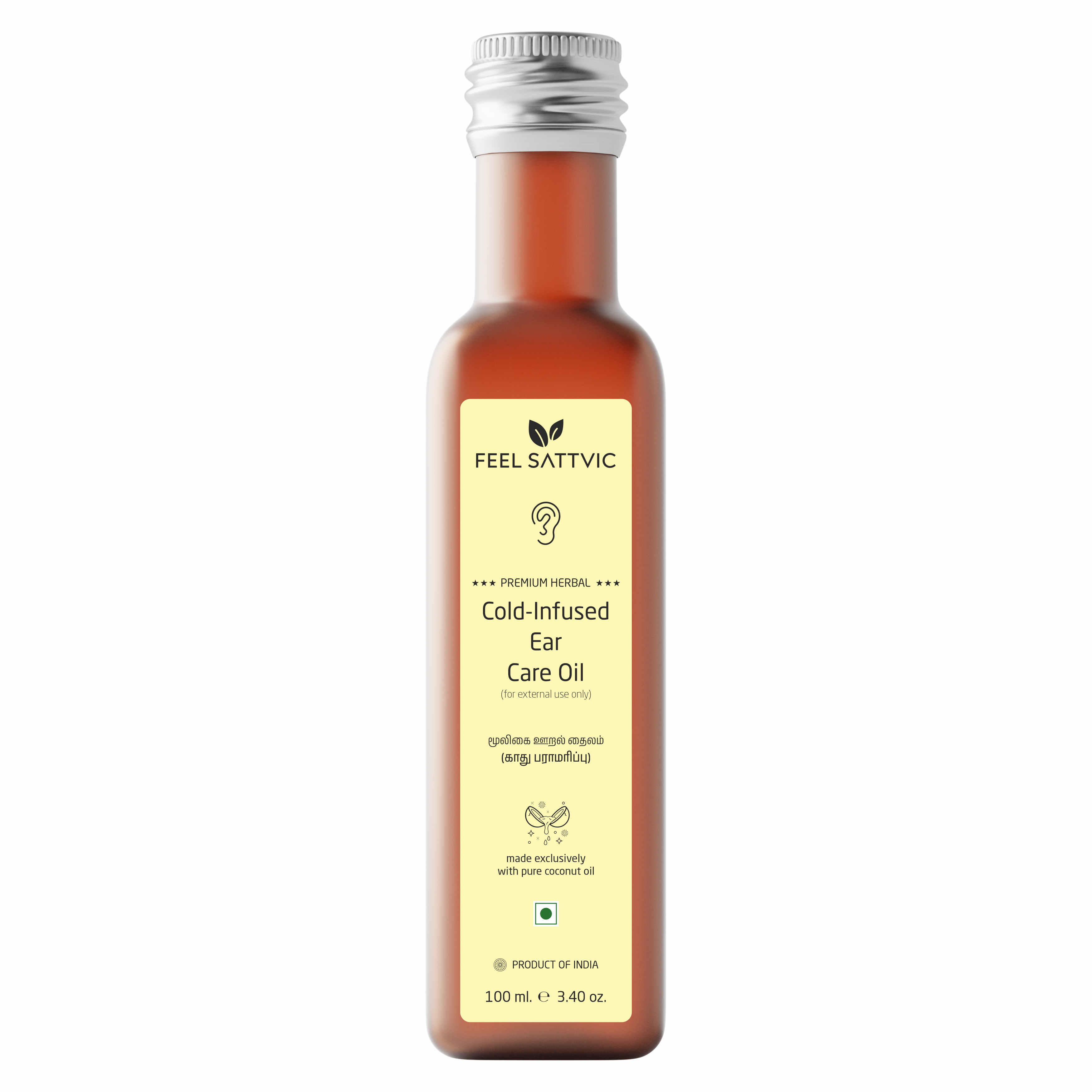 Premium Herbal Cold-Infused Ear Care Oil - 100ml