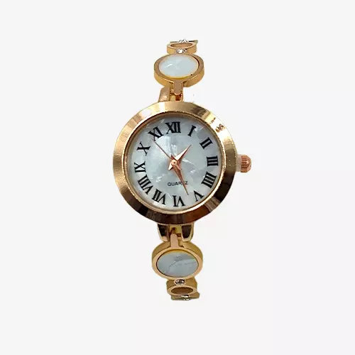 Rose Gold Mother of Pearl Bolo Bracelet Watch for Women