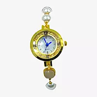 Elegant Gold Pearl Square Bracelet Watch for Women - Analog Quartz
