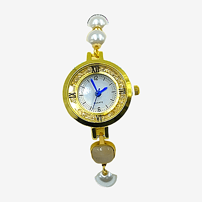 Elegant Gold Pearl Square Bracelet Watch for Women - Analog Quartz