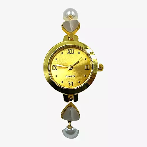 Elegant Gold Pearl Teardrop Bracelet Watch for Women - Adjustable