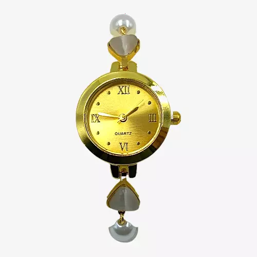 Elegant Gold Pearl Teardrop Bracelet Watch for Women - Adjustable