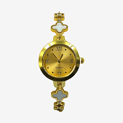Gold Clover Bracelet Watch with Adjustable Bolero Chain