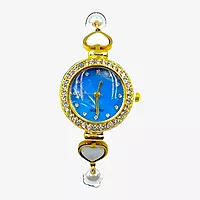 Elegant Blue Dial Pearl Bracelet Watch for Women - Gold Tone