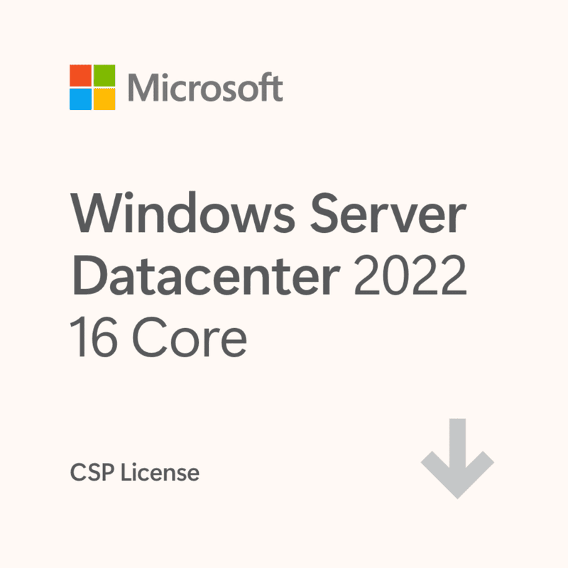 MS Windows Server Data Center 2022 (16 Core) CSP ESD (Unl. VMs) (Perpetual)