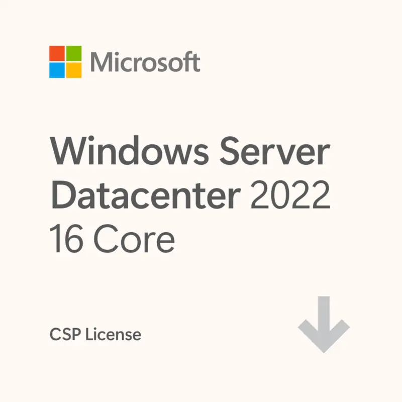 MS Windows Server Data Center 2022 (16 Core) CSP ESD (Unl. VMs) (Perpetual)