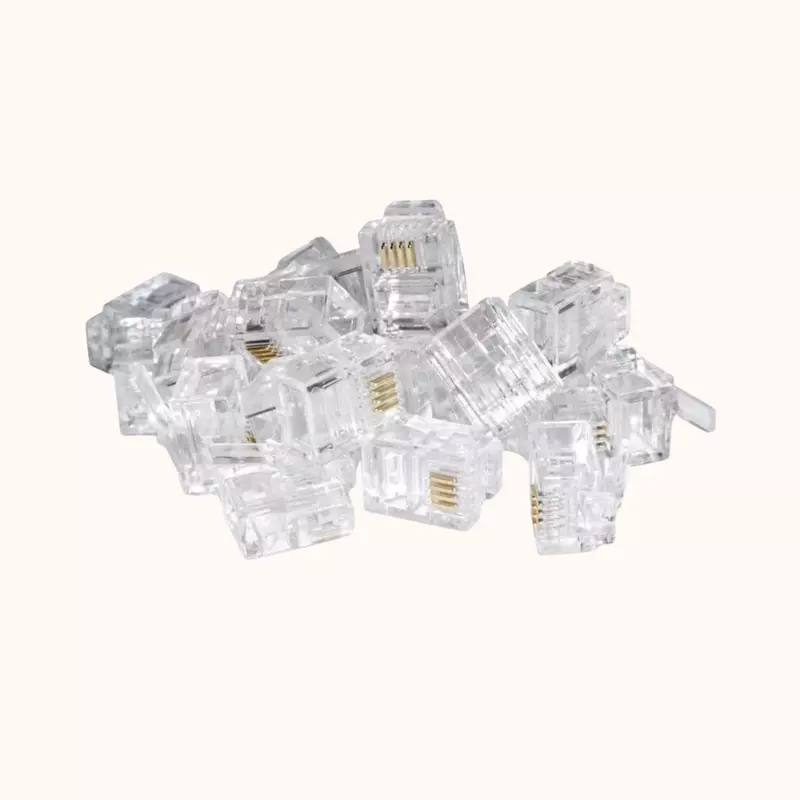 D-Link RJ11 Modular Transparent Clear Male Plug Crimp Connector 100 Pcs