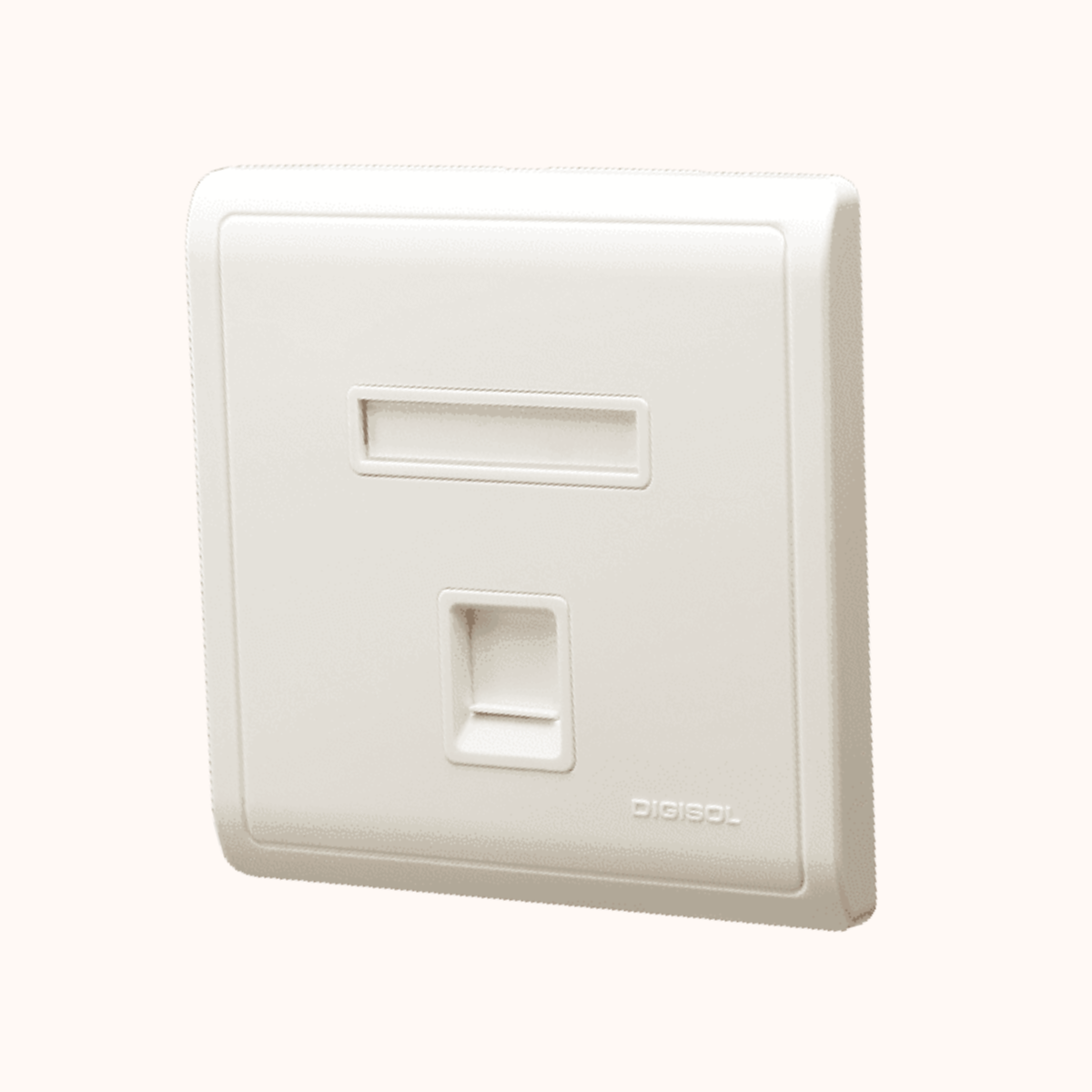 Digisol Channel SCS Face Plate, Two Piece, Single Port, Modular Straight Shuttered