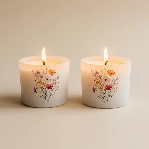 Coffee scented candle set of 2 in wildflower matte jars — Mellow Moments