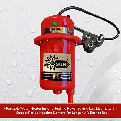Yalli Sun Instant Water Heater 3KW Copper Coil - Portable Electric Geyser for Bathroom & Kitchen