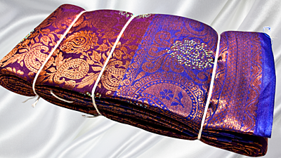 Sonata Wedding Stone Jari Saree - Purple & Ink Blue Sonata Wedding Stone Jari Saree - Purple & Ink Blue