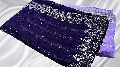 Popcorn Dual Color Stone Saree - Purple Popcorn Dual Color Stone Saree - Purple
