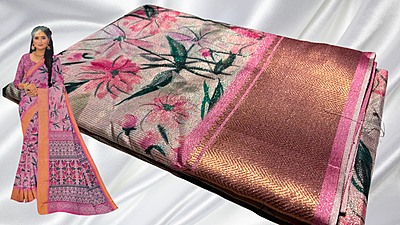 Morni Digital Vaira Oosi Saree - Baby Pink Morni Digital Vaira Oosi Saree - Baby Pink