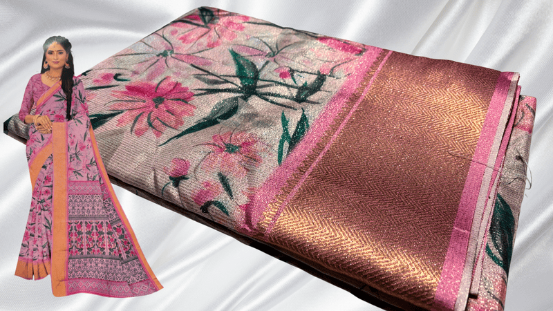 Morni Digital Vaira Oosi Saree - Baby Pink