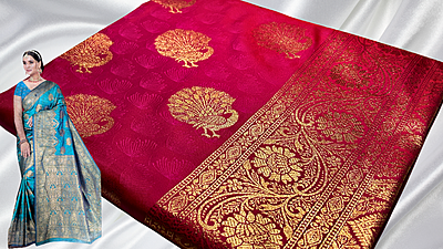 Banarasi Wedding Jari Silk Saree - Red Rose Banarasi Wedding Jari Silk Saree - Red Rose