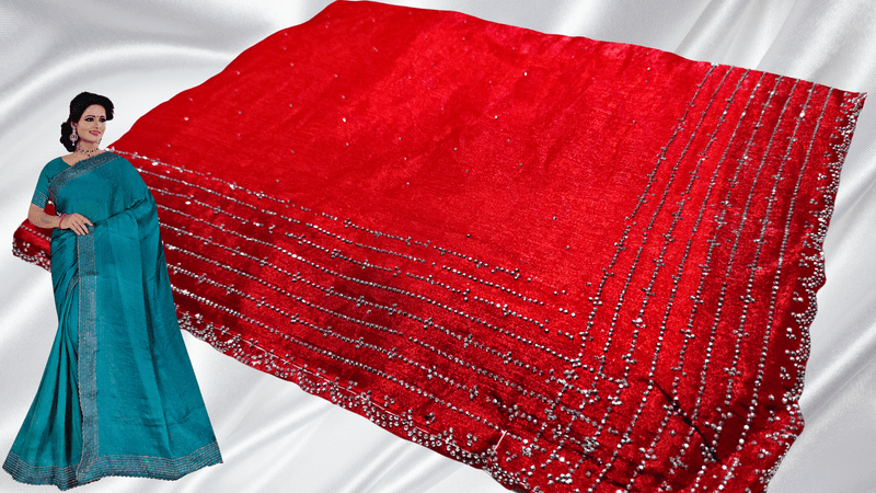 Sparkle Space Silk Stone Work Saree - Red