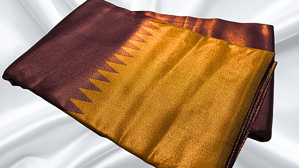 Butter Tissue Temple Design Saree - Brown