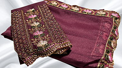 Natural Diamond Shimmer Designer Saree - Onion Pink