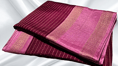 Sunshine Binny Silk Dual Jari Saree - Red Pink