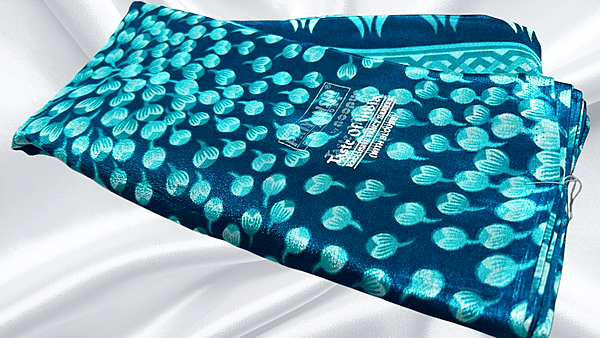 Butter Silk Soft Bud Rose Saree - Aqua