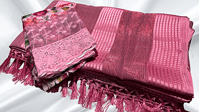 Red Chilli Foreign Style Saree - Baby Pink