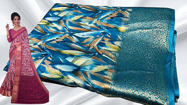 Silkina Dola Silk Jari Saree - Aqua