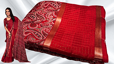 Avtar Binny Silk Manga Style Saree - Red Avtar Binny Silk Manga Style Saree - Red