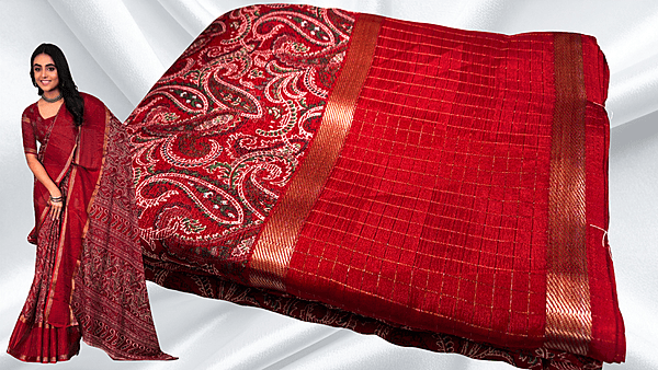 Avtar Binny Silk Manga Style Saree - Red