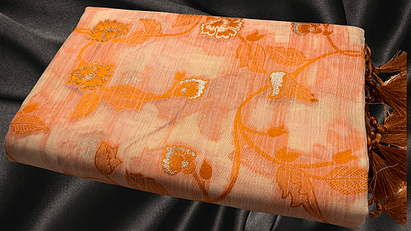 Pushpa Premium Cotton Saree - Orange