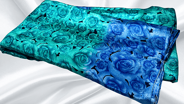Butter Silk Soft Dual Rose Saree - Turquoise & Blue