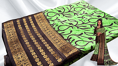 Premium Silk Manga Saree - Green