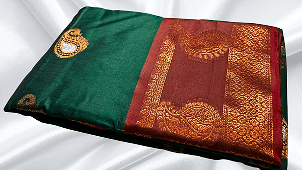 Vamika Dual Shade Silk Saree - Dark Green