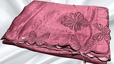 Butterfly Stone Work Pastle Saree - Soft Pink Butterfly Stone Work Pastle Saree - Soft Pink