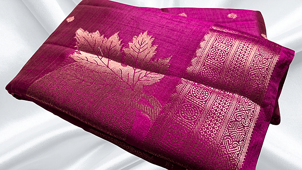 Tusser Silk Soft Butta Jari Saree - Pink