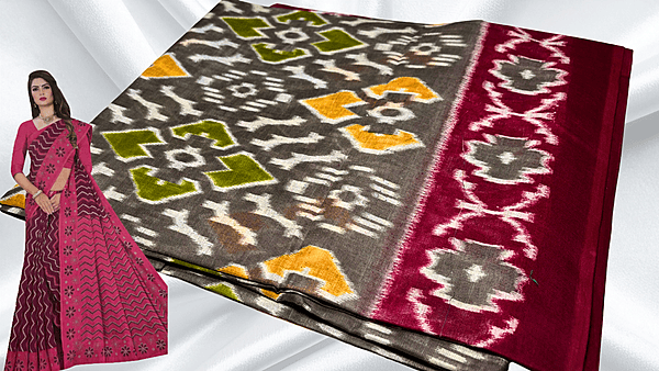 Pushpa Pure Cotton Saree - Grey