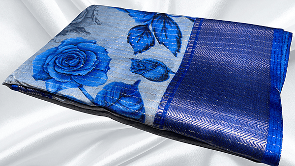 Dola Rico Jari Leaf Floral Saree - Blue