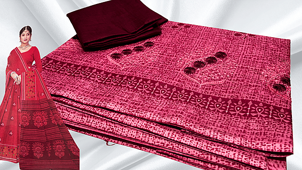 Prajakta Pure Cotton Embroidery Saree - Cherry