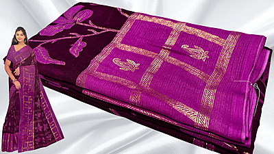 Bhumika Gold Foil Floral Saree - Magenta