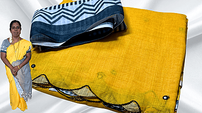 Royal Online Yellow Black Saree