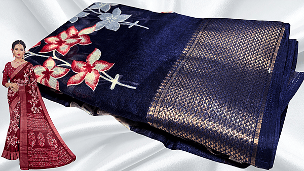 Manvi Fancy Silk Saree - Navy Blue