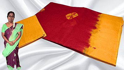 Erode Pure Cotton Saree - Red & Mango