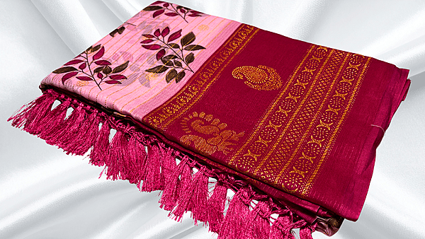 Jwala Chiffon Gold Foil Saree - Pink