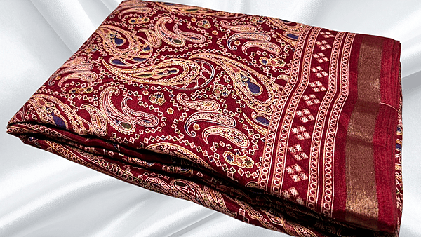 Mal Mal Fancy Soft Silk Saree - Maroon