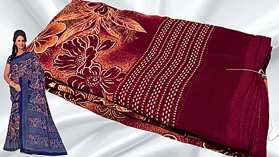 Malai Soft Silk Floral Saree - Maroon