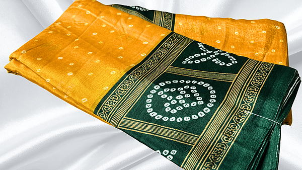 Fini Poly Butter Soft Saree - Yellow & Green