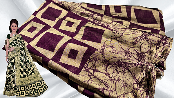 Rangoli Digital Diamond Saree - Plum