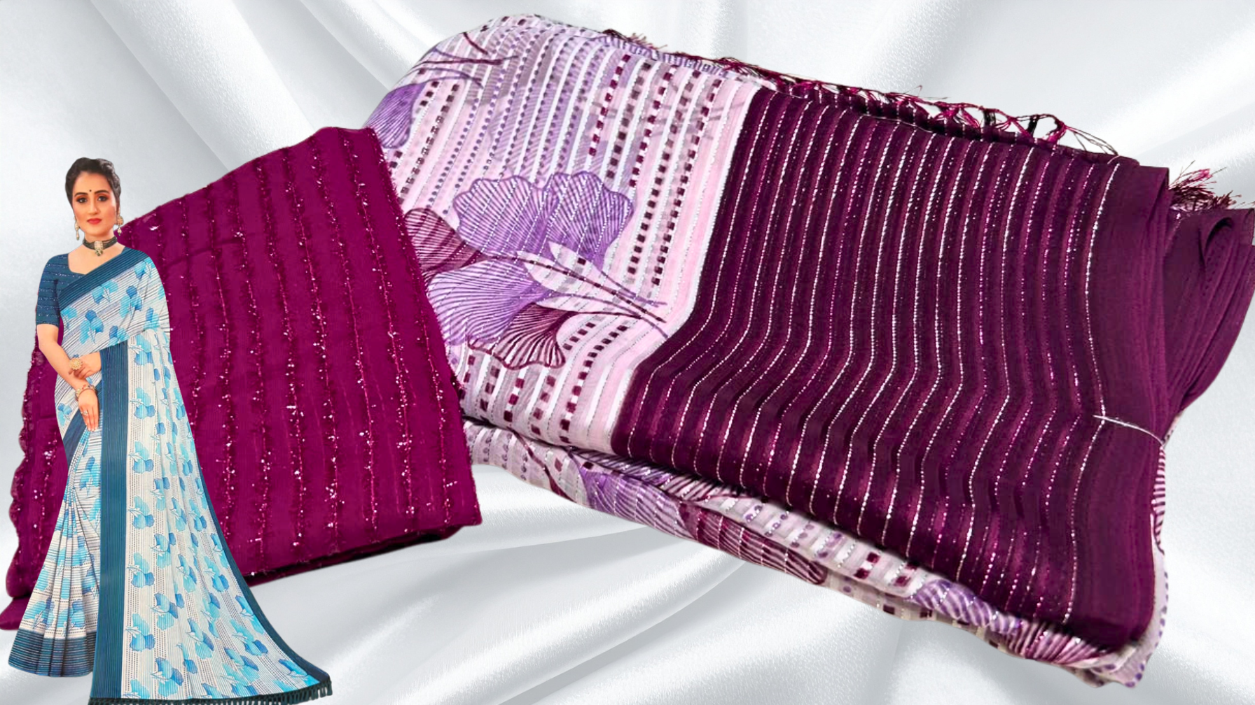Guldasta Soft Leaf Saree - Plum