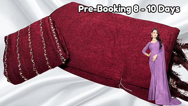 Online Lining Crush Fancy Saree - Maroon